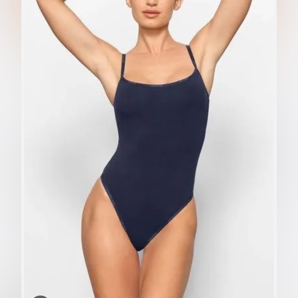 NWT Skims Cotton logo bodysuit size 3X Navy New - Picture 1 of 8